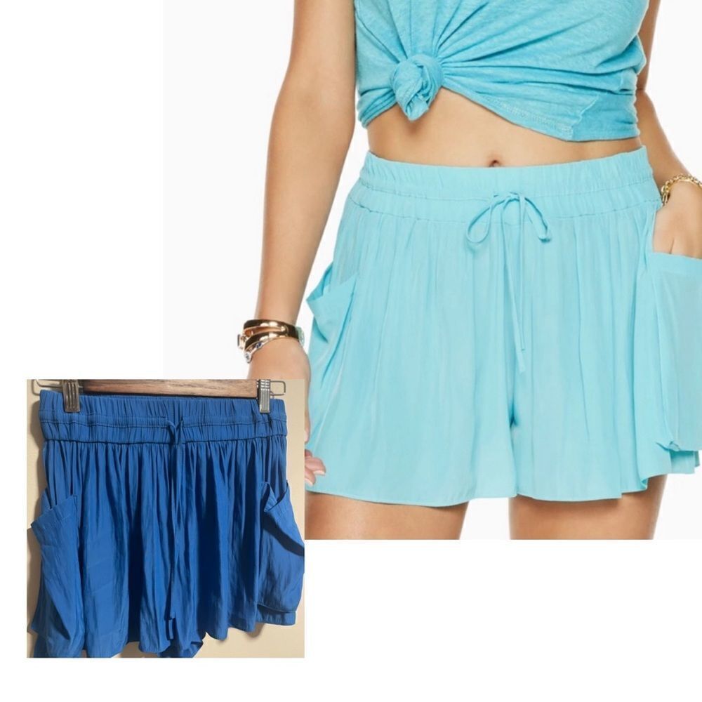 Ramy Brook Austin Blue Shorts Pleated Slinky Weave- Size XS
